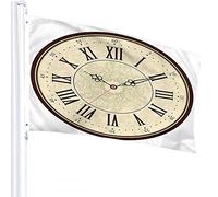 Clock Flag 3x5 FT Vintage Old Time Machine Number Pointer Watch Hour Minute Second Outdoor Flags Large Welcome Yard Banners Home Garden Yard Lawn Decor