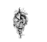 Clock Gear Waterproof Temporary Tattoo Stickers, Long-lasting Waterproof For One To Two Weeks, Fake Tattoos For Arm, Leg.(KJ460)