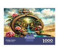 Clock Rose Fountain 1000 Pezzi Puzzle Per Adulti Timeless Floral Elegance Puzzle Cartone Premium - Anti-stress E Decorazione Murale, Regalo Per Donne, Uomini E Anziani Appassionati 38x26cm/1000pcs