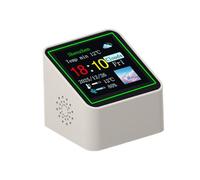 Clock with Weather | Smart Temp and Humidity Sensor | Desk Small Digital Indoor Weather Station for Bedside Kitchen Bathroom Office Garage Gym Classroom
