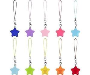 Clockjuan 10 ciondoli per cellulare a forma di stella, con ciondolo a forma di stella, 10 pezzi