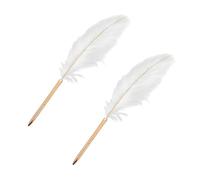 Clockjuan 2 penne a sfera con piume bianche retrò, squisite penne a sfera ricaricabili per matrimoni, ufficio, regali aziendali, per firmare, opere d'arte, diari, forniture per ufficio