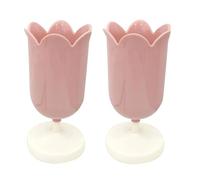 Clockjuan 2 portapenne a forma di tulipano, in plastica, rosa, per scrivania, pennelli, organizer per ufficio, articoli di cancelleria, decorazioni per la casa, supporti e dispenser (ZS399)