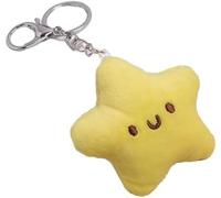 Clockjuan Portachiavi a forma di stella gialla in peluche, accessorio per zaino, ciondolo a forma di bambola, portachiavi a forma di stella, portachiavi da donna, Giallo, Taglia unica
