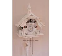 CLOCKVILLA HETTICH OROLOGI Foresta Nera Bianca Orologio a cucù Casa della Foresta Nera Movimento al Quarzo Bianco con Campanile
