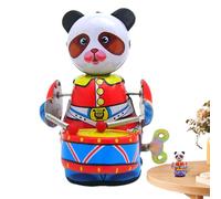 Clockwork Metal Animal Toy - Cartoon Drumming Panda Wind Up Robot, Figurine da collezione vintage, Modello di gioco interattivo | Decorazione di animali in latta classica per i negozi per bambini che