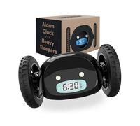 CLOCKY Sveglia Rumorosa per chi ha il Sonno Pesante Dormiglioni Sordi Ruote Sveglia Digitale da Comodino per Dormienti Rumorissima Adulti Bambini che Scappa Cammina Regali Divertenti (NeroRuote)