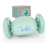 CLOCKY Sveglia Rumorosa per chi ha il Sonno Pesante Dormiglioni Sordi Ruote Sveglia Digitale da Comodino per Dormienti Rumorissima Adulti Bambini che Scappa Cammina Regali Divertenti (Menta)