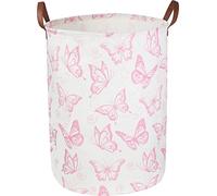CLOCOR Cesto portabiancheria rosa, impermeabile, per la cameretta dei bambini, pieghevole, per la camera dei bambini, decorazione per la stanza, cesto regalo (farfalla rosa