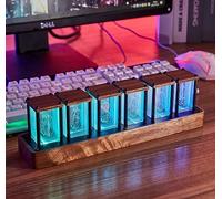ClocTeck Nixie Tube Clock, WIFI orologio da tavolo,LED Digital Clock, con LED che si illumina in stile retrò, moderno, in legno, alimentato tramite USB, decorazione per la casa, idea regalo