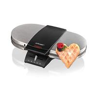 Cloer 1329 Doppia Piastra per Waffle per 2 Waffle Classici, 1200 W, dimensione di cialda 15,5 cm, spia di controllo, corpo in acciaio inossidabile opaco