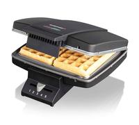 Cloer 1440 Piastra per Waffle di Bruxelles per Cialde alla Belga, 930 W, rivestimento antiaderente, spia di cottura, corpo in metallo verniciato nero