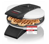 Cloer 1621 macchina per waffle per waffle a cuore classico, 930 W, dimensione waffle 15,5 cm, livello di doratura a scelta continua, bianco, metallo