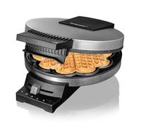 Cloer 189 Piastra per Waffle, 930 W, doppio rivestimento antiaderente, dimensione di cialda 16 cm, piastre di cottura pesanti, segnale acustico e spia di cottura, acciaio inossidabile