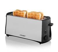 Cloer 3710 Tostapane a Fessura Lunga per 4 Fette, 1380 W, scaldapanini integrato, funzione di sollevamento, cassetto raccogli-briciole, custodia in metallo opaco, isolato termicamente