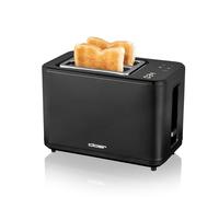 Cloer 3930 - Tostapane digitale per 2 fette, funzione touch, 750-900 W, indicatore tempo residuo, funzione scongelamento, riscaldarsi, attacco panino, 7 livelli di doratura, cassetto briciole, nero
