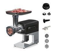 Cloer MG8010 Tritacarne elettrico con display touch e accessori, 600 W | 3 dischi inox, insaccatore, accessori per kibbeh e biscotti, pressa burger 3 in 1