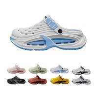 Clogs for Men Lightweight Slip-On Garden Shoes for Yard Work, Beach Walks & Everyday Comfort (White-Blue,46-47)