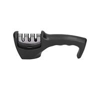 Cloimei Affilacoltelli Manuale a 3 Fasi Utensile da Portatile con Macinazione Grossolana e Precisa per Coltelli da Chef Forbici Acciaio Inossidabile Plastica ABS Nera 6.1oz