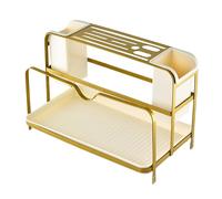 Cloimei Chopsticks Draining Rack Multifunctional Kitchen Counter Utensil Holder Organizer with Drain Tray Sturdy Carbon Steel and PP Construction for Home Restaurant Use 13.62 x 7. (Oro)