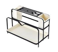 Cloimei Chopsticks Draining Rack Multifunctional Kitchen Counter Utensil Holder Organizer with Drain Tray Sturdy Carbon Steel and PP Construction for Home Restaurant Use 13.62 x 7. (Nera)