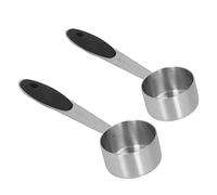 Cloimei Confezione da 2 misurini per caffè in acciaio inox, misurino profondo da 30 ml, per caffè in grani, tè, latte in polvere, bar, uso domestico, durevole, manico in silicone