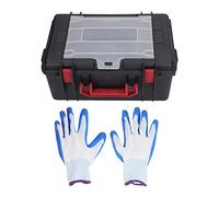 Cloimei Grande organizer per cassetta degli attrezzi in plastica ABS nera con coperchio trasparente, custodia resistente per strumenti hardware, forniture fai da te, 37 x 28 x 16 c