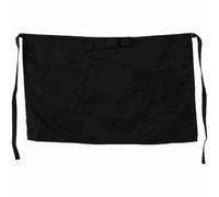 Cloimei Grembiule da unisex a mezza lunghezza in poliestere con tasche, design con fiocco, resistente all'olio, per camerieri, cameriere, baristi, baristi, personale del ristorant (Nera)