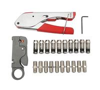 Cloimei Kit di strumenti per crimpare cavi coassiali premium Set di compressione coassiale professionale con spelafili 10 adattatori connettori RG6 tipo F per installazione CCTV TV