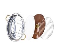 Cloimei Pentola ovale in acciaio inox per cuocere a vapore pesce, verdure e frutti di mare, con coperchio in vetro e griglia di cottura. Ideale per zuppe, pesce, verdure e frutti d