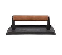 Cloimei Pressa per griglia in ghisa Resistente Pressa per Pancetta Pressa per Piastra per Cucinare Barbecue Grigliare Hamburger bistecche con Manico in Legno di faggio Termico 36,3 (13x23 cm)