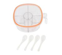 Cloimei Scatola per condimenti a 4 scomparti Contenitore quadrato in plastica trasparente con 4 cucchiai per l'organizzazione del cassetto del bancone della cucina Home Hotel Resta