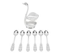 Cloimei Set di 6 cucchiai da dessert eleganti a forma di cigno con base in metallo Cucchiaini da tè e caffè in acciaio inossidabile per ristorante, caffetteria, cucina di casa, sto