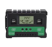 Cloimei Solar Charge Controller 12V 24V Automatic LCD Display Dual USB 2.5A Output Smart PV Regulator for off Grid Solar Panel System RV Marine Home Power ABS Case 6.5x4.13x1.77in (40A)