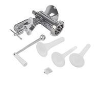 Cloimei Tritacarne Manuale Resistente Insaccatrice per Salsicce a Manovella per la Domestica Macinare Manzo Maiale Pollo Pesce Verdure con 3 Tubi Lega di Alluminio Argento 900g