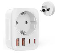 Clomnpe Adattatore da Viaggio Australiano, 5 in 1 Adattatori Australia con 2 USB A e 2 USB C, Adattatore da Spina Europea a Spina Australiana di Tipo I, per Australia, Nuova Zelanda, Argentina, Cina
