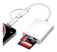 Clomnpe Adattatore Lettore di Schede SD per iPhone, USBC SD Card Reader Lightning to Memory Card Camera Reader Adattatore Scheda microSD Lightning con scheda sd/tf e Ricarica Simultanea, Plug-and-Play