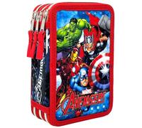 Clondo Astuccio 3 Scomparti 3D Bambini, Per Avengers Fan, Triplo Riempito, 44 Accessori Scuola Elementare Bambino, 3 Zip, 20 Centimetri