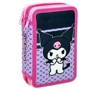 Clondo Astuccio 3 Scomparti Completo, Per Hello Kitty e Kuromi Fan, 44 Pezzi Inclusi, Penne, Matite, Pennarelli, Pastelli, Forbici - Scuola Elementare e Regalo - Gadget Ufficiale Per Bambina