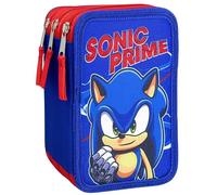 Clondo Astuccio 3 Scomparti Completo, Per Sonic Fan, 44 Pezzi Inclusi, Penne, Matite, Pennarelli, Pastelli - Scuola e Regalo - Gadget Ufficiale Per Bambini e Ragazzi