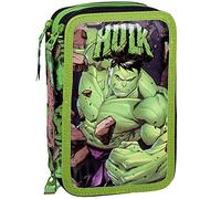 Clondo Astuccio Triplo Riempito Bambino, Per Avengers Hulk Fan, 44 Accessori Scuola Elementare, 3 Zip, 20cm, 3 Scomparti Organizzati, Supereroi