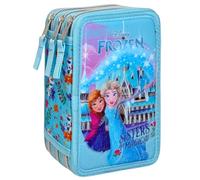 Clondo Astuccio 3 Scomparti Scuola Bambina Per Frozen Fan Completo 44 Pezzi - Effetto 3D con Personaggi - 20x12x7 cm - Kit Cancelleria Triplo Corredo Elementare e Primaria 6+ Anni