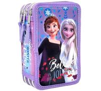 Clondo Astuccio 3D 3 Scomparti, 44 Pezzi, Per Frozen Fan, Pastelli, Pennarelli, Righello, Matita, Penna, 3 Zip, Bambina, Scuola Elementare e Regalo, Lilla, Con Elsa ed Anna - Gadget Ufficiale