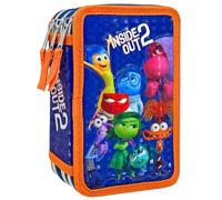 Clondo Astuccio 3D 3 Scomparti Bambini, Per Inside Out Fan, Triplo Riempito, 44 Accessori Scuola Elementare, 3 Zip, 20cm, Riga, Pastelli, Pennarelli