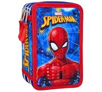 Clondo Astuccio 3D 3 Scomparti Bambini, Per Spiderman Fan A, Triplo Riempito, 44 Accessori Scuola Elementare, 3 Zip, 20cm, Riga, Pastelli, Pennarelli