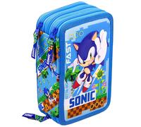 Clondo Astuccio Scuola 3 Scomparti Completo Per Sonic Fan 46 Accessori Bambini