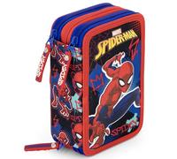 Clondo Astuccio Scuola 3 Scomparti Completo Per Spiderman Fan - 46 Accessori Bambini - Kit Cancelleria con 3 Penne Gel Cancellabili, Pennarelli, Pastelli, Colla, Evidenziatore