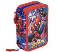 Clondo Astuccio Scuola 3 Scomparti Completo Per Spiderman Fan - 46 Accessori Bambini - Kit Cancelleria con 3 Penne Gel Cancellabili, Pennarelli, Pastelli, Colla, Evidenziatore
