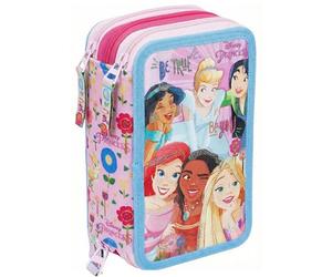 Clondo Astuccio Triplo Riempito Bambina, Per Disney Principesse Fan, 44 Accessori Scuola Elementare, 3 Zip, 3 Scomparti Organizzati, Sirenetta, Vaiana, Rapunzel, Cenerentola