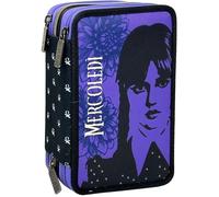 Clondo Astuccio Triplo Riempito Bambina, Per Seven Mercoledì Wednesday Addams Fan, 44 Accessori Scuola, 3 Zip, Scomparti Organizzati, Pastelli, Pennarelli, Forbici